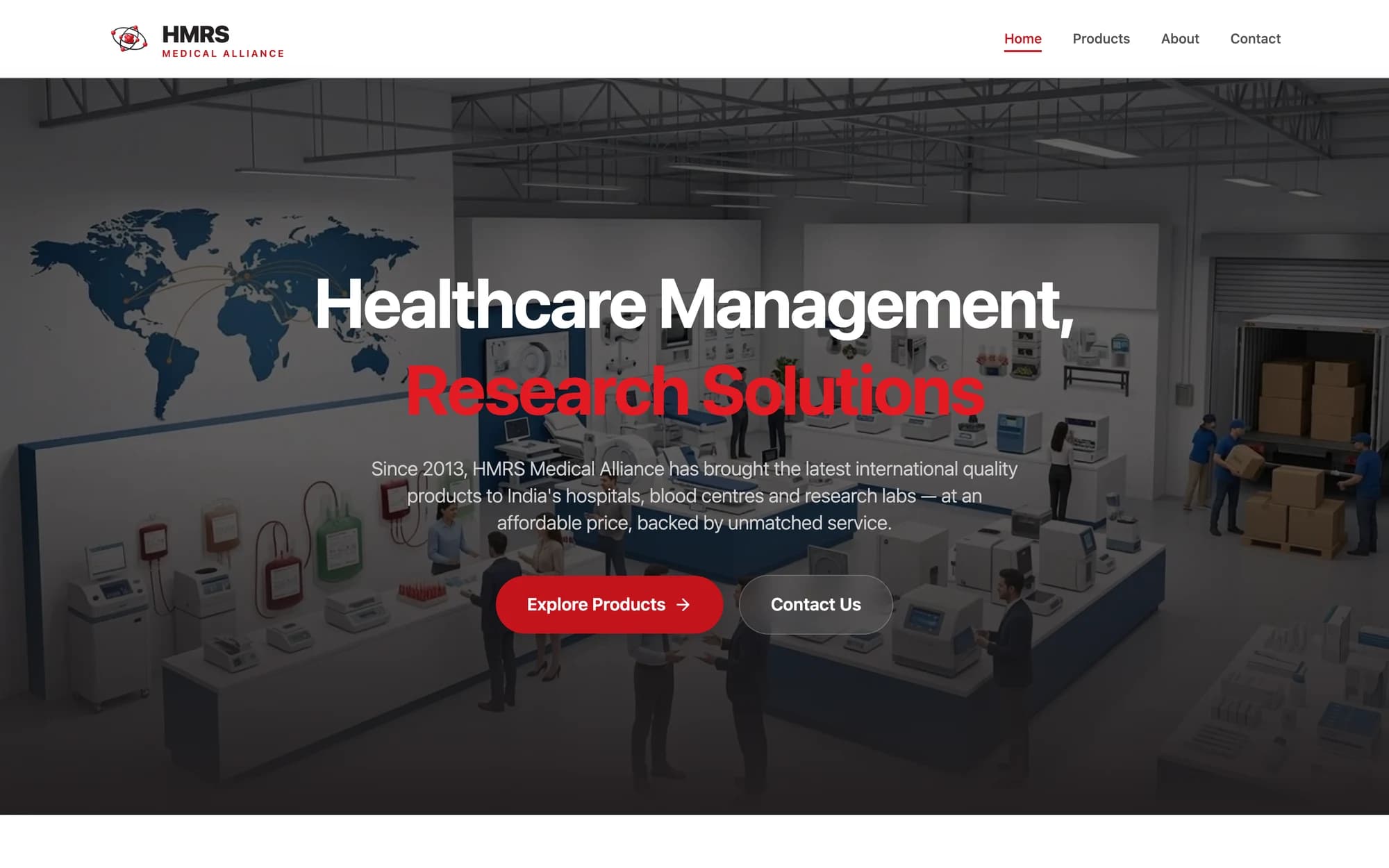 Public site homepage with the company's hero section and calls to action